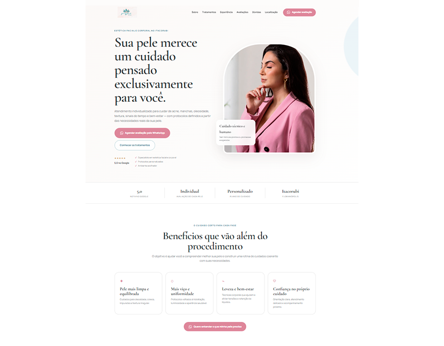 Exemplo visual de um site profissional desenvolvido com a identidade Hiatos